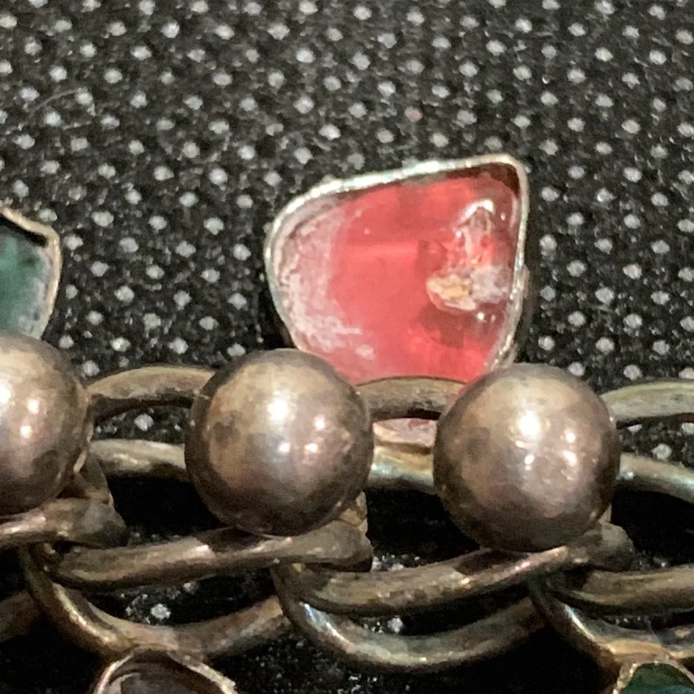 Unique vintage sterling silver and gem bracelet - Picture 16 of 16